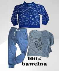 Zestaw ubranek dla chłopca 5-6 lat 110-116 bawełna spodnie bluza top
