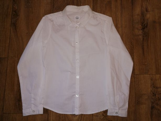 Biała koszula z kołnierzem na guziki smyk 128cm