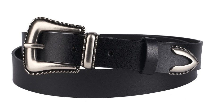 skórzany pasek damski z ozdobną klamrą - peterson