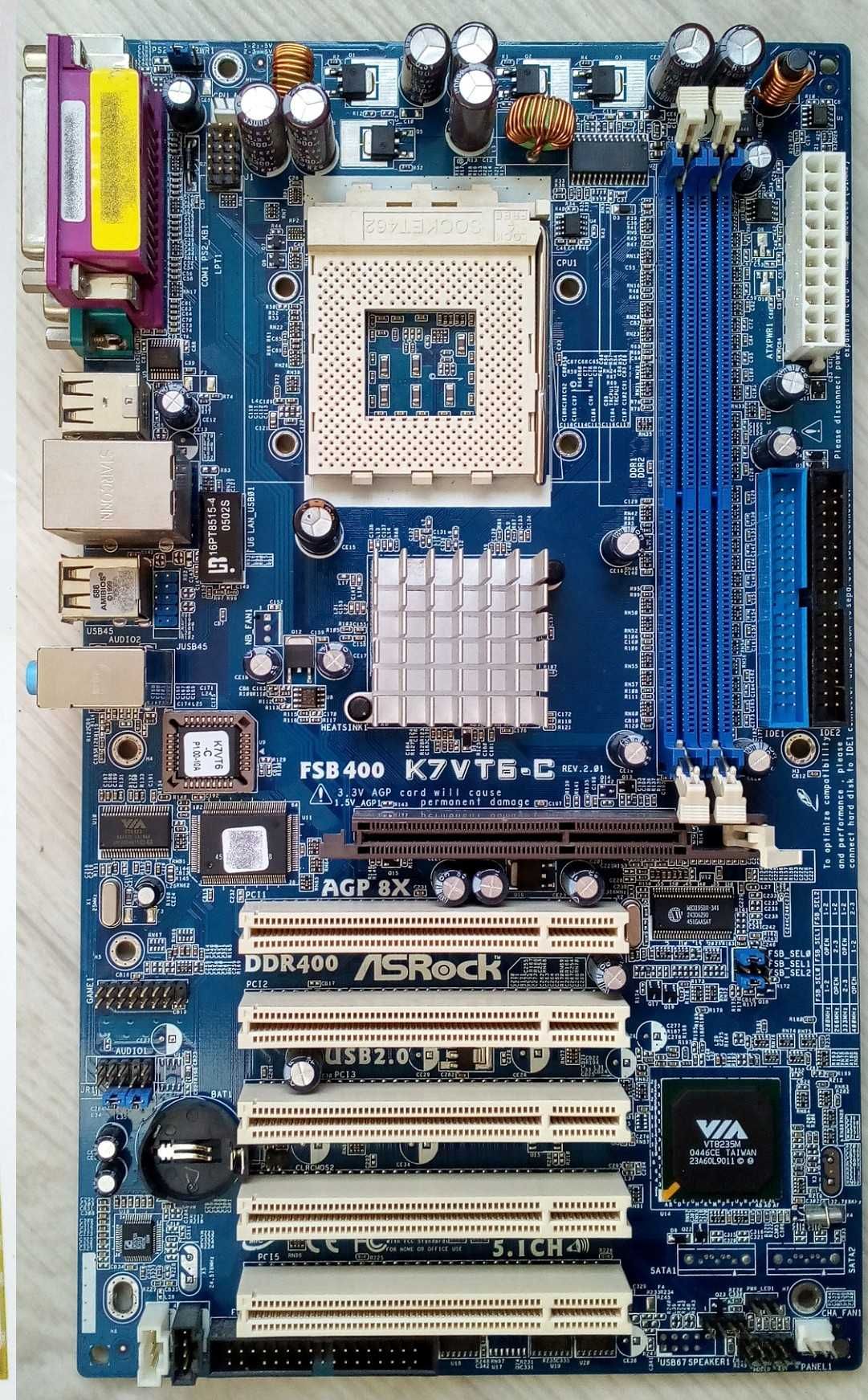 Материнская плата с AGP и PCI-E на Socket 462, 478 под память DDR1