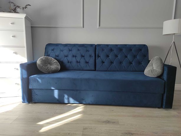 RATY NOWA sofa rozkładana kanapa pikowana Glamour łóżko Chesterfield