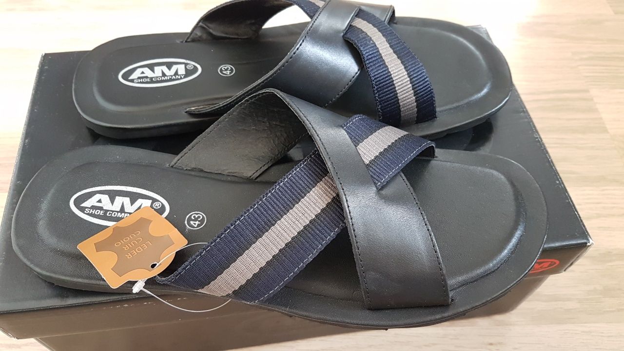 Шлепанцы из нат.кожи Am Shoe 42,43р,2цвета,пр-во Германия,оригинал.