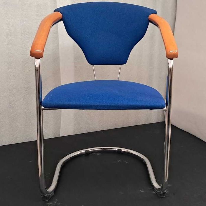 Krzesło Fotel Biurowe Nowy Styl chrom Drewno + tkanina 6 sztuk