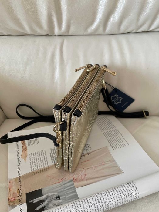 Італійська шкіряна сумочка кросбоді на 3 відділення