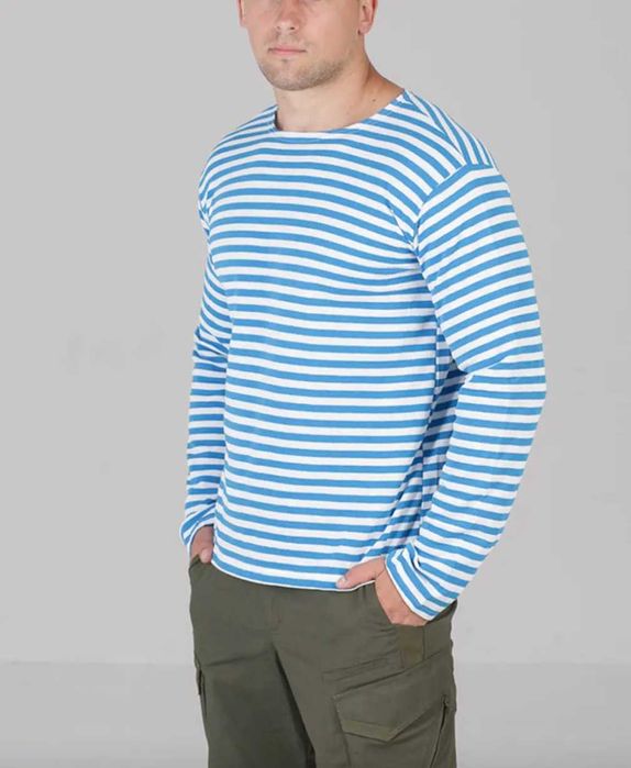 Тельняшка настоящая ГОСТ мужская голубая/ синяя полоса Хлопок 100%