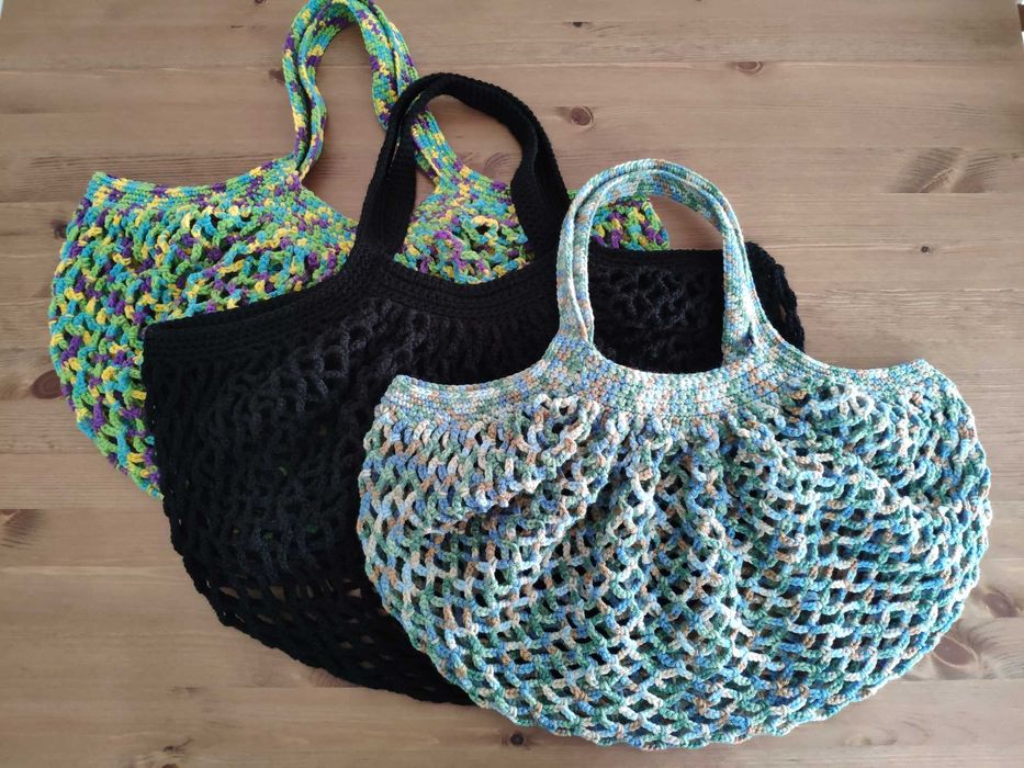 Torba siatkowa siatka szydełkowa paryżanka – pojemna, plaża/zakupy