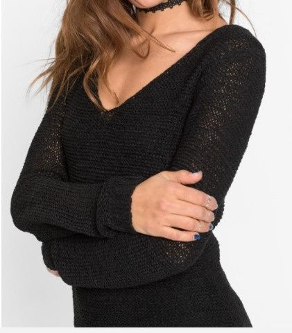 B.P.C sukienka dzianinowa czarna z koronką 36/38.