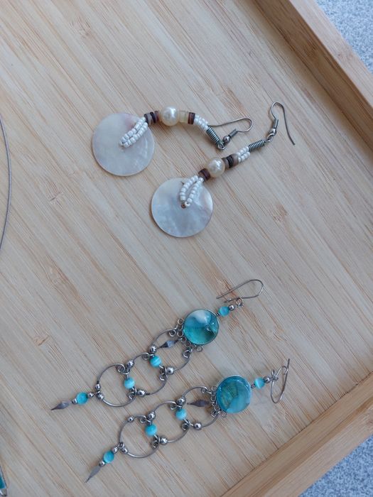 Colares Brincos Pulseira - Tons azul