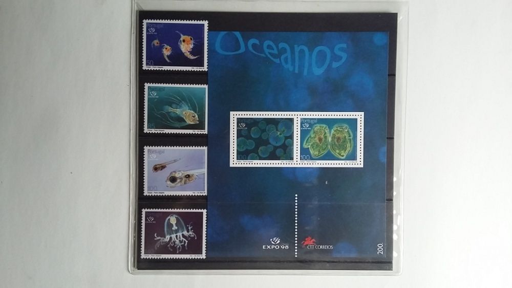 Carteira tematica Oceanos Plâncton Expo 98 Selos