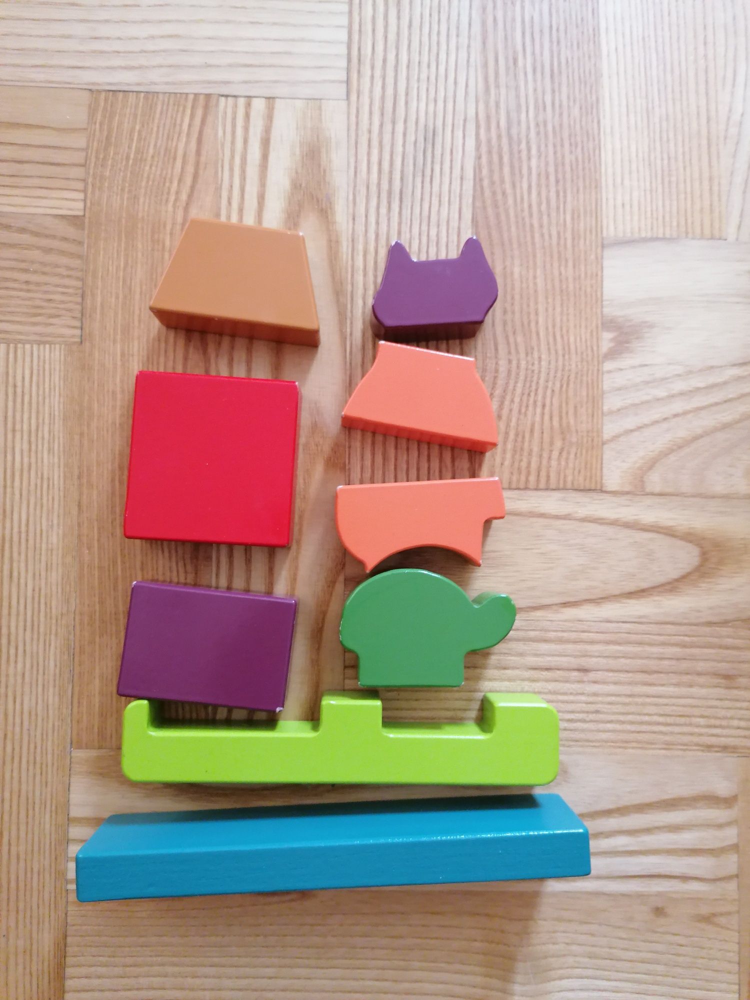 Drewniana układanka puzzle magnetyczne pionowe 9 elementów, kot