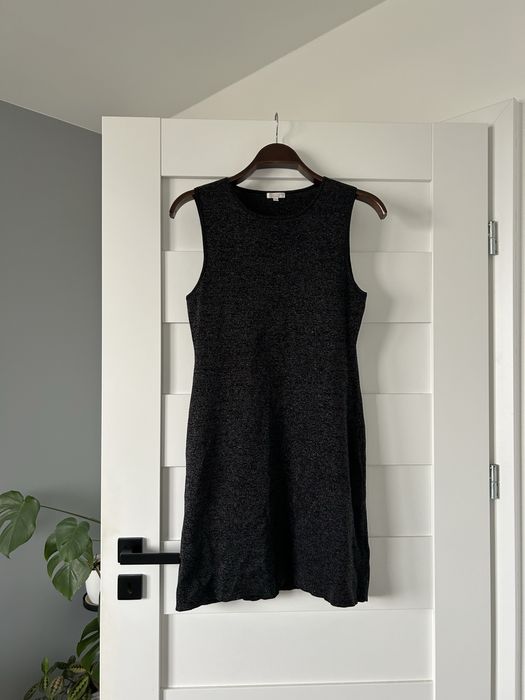 Czarna Sukienka Mini Tunika Solar Metaliczna L 40 Bluzka Bezrękawnik