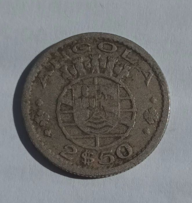 Moeda 2,5 escudos 1953 ( ver data) ex colónia Angola