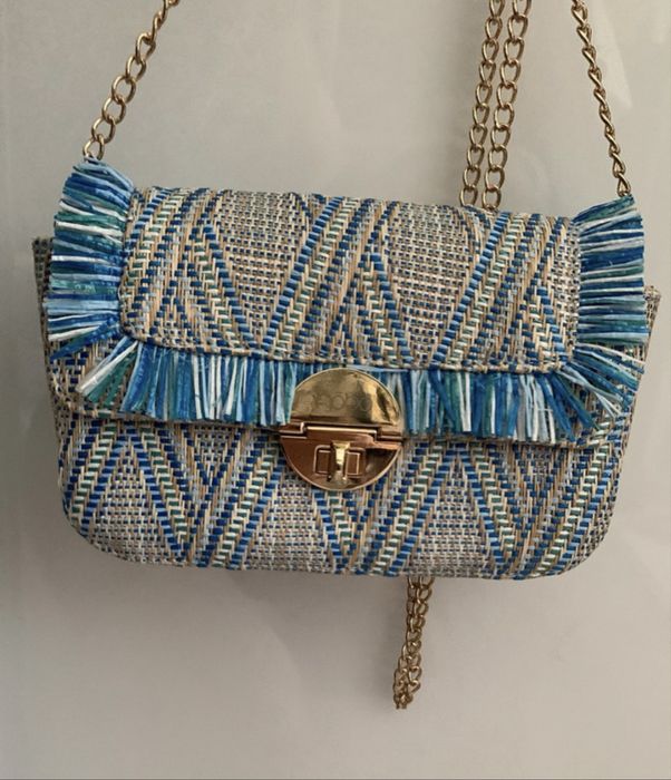 Torebka listonoszka Nobo letnia pleciona na łańcuszku nowa kolorowa