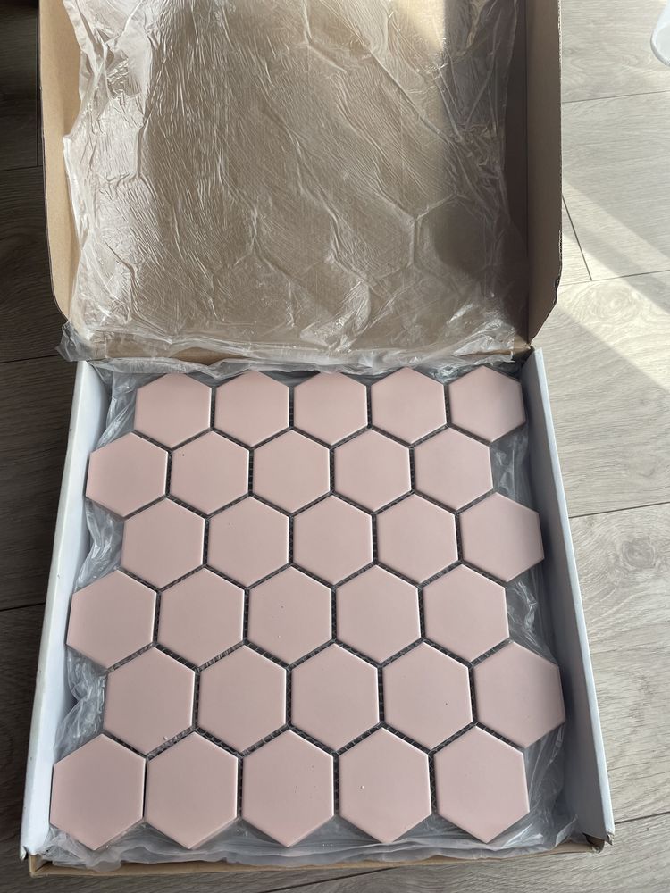 Płytka Heksagon Duży Pink Matowy Raw Decor
