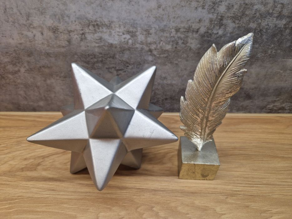 Zestaw ozdob ceramiczna gwiazda + piórko