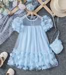 Nowa blękitna sukienka z motylkami baby blue z torebką