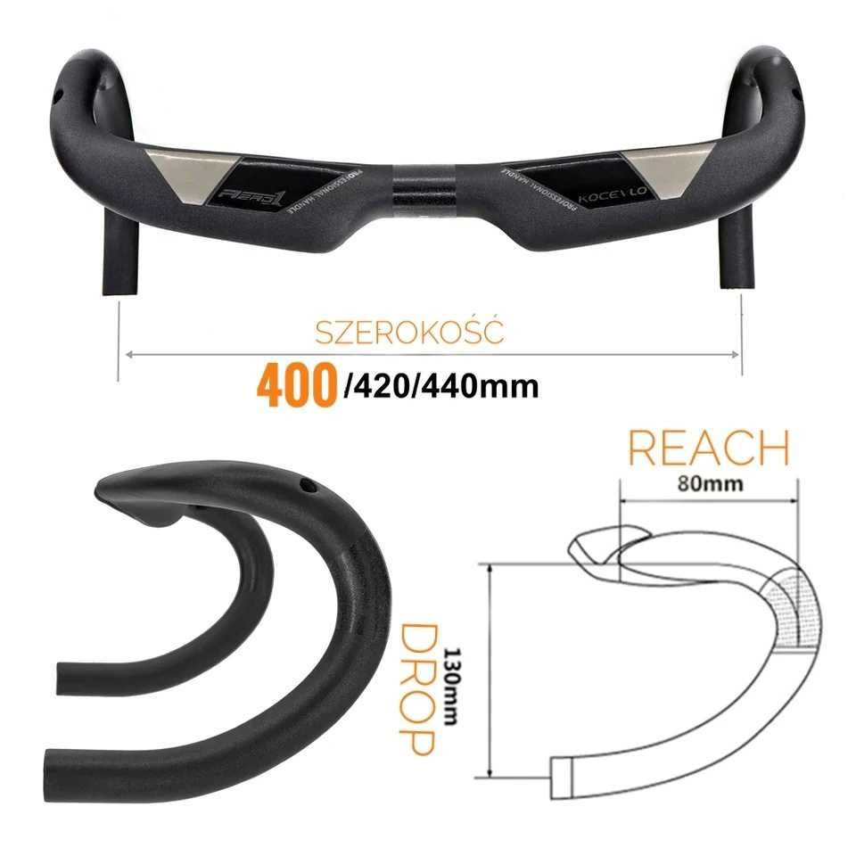 Carbon! KOCEVLO 400mm kierownica carbonowa szosowa gravel 400 cm
