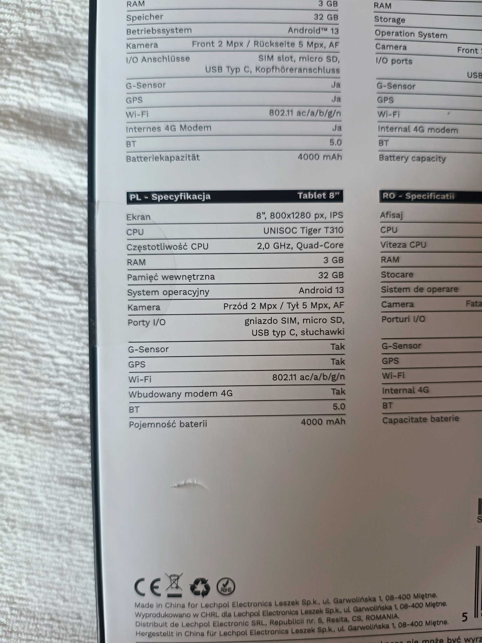 Tablet 8 Kruger Matz etui mega zestaw