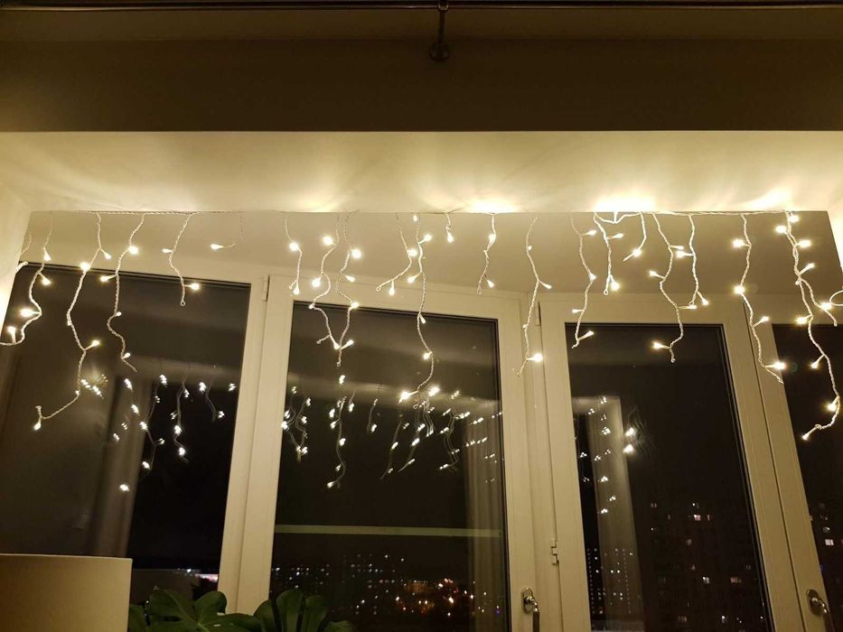БІЛЕ СВІТЛО! Вулична Бахрома. Гирлянда LED белый кабель хвойная лапа