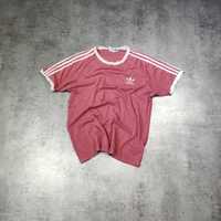 MĘSKA Koszulka Klasyczna Lato Adidas California Różowa 3 Paski Haft