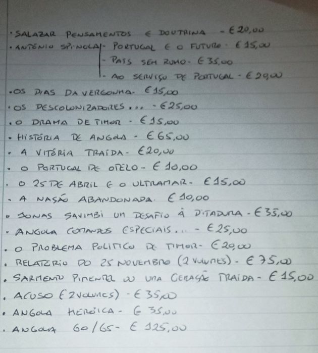 Livros políticos/guerra colonial