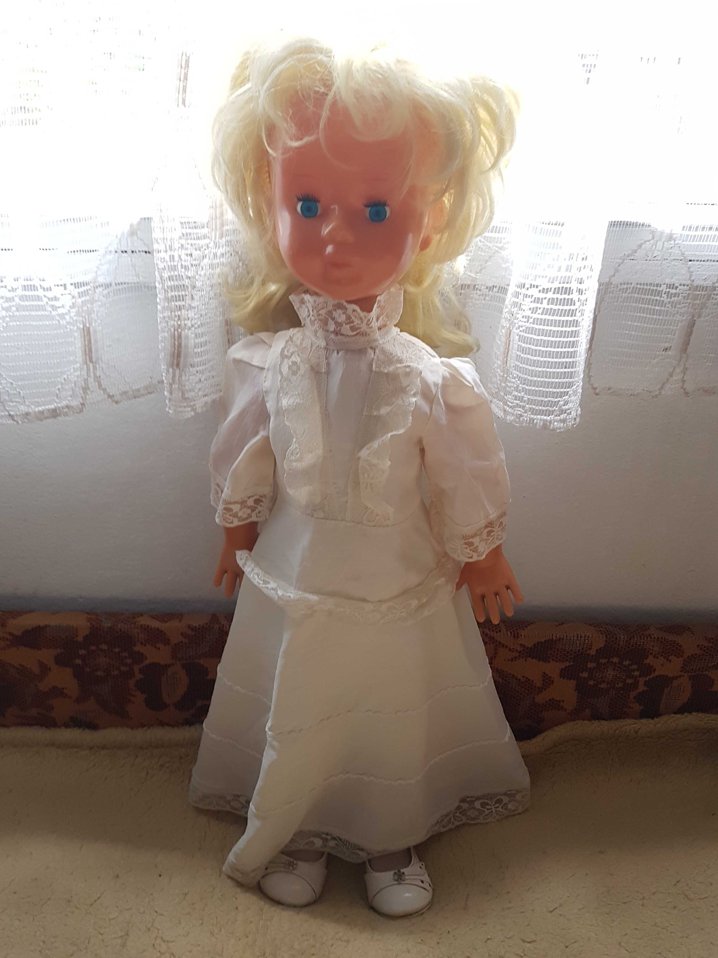 Duża blond piękność lalka z PRLu, 70 cm