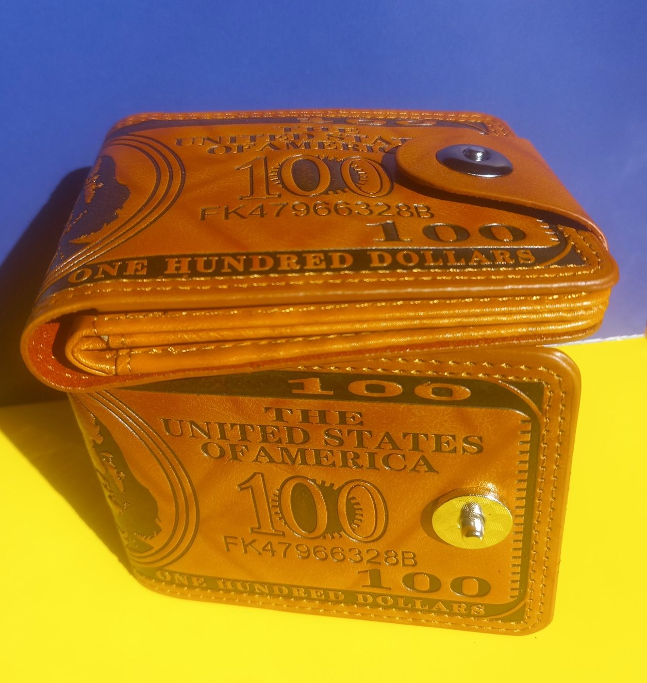 Чоловічий гаманець-портмоне з гравіюванням 100доларів, подарунок акція