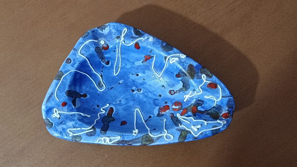 Cinzeiro Azul Pintado Mão