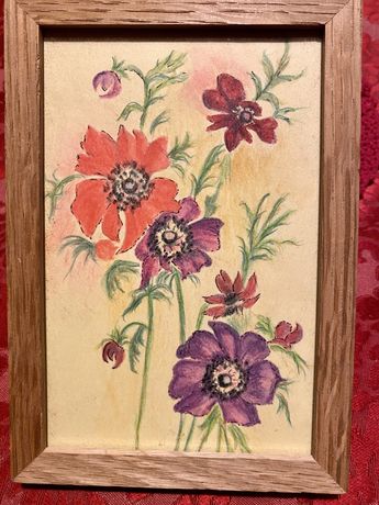 Obrazek z kwiatami ręcznie malowany