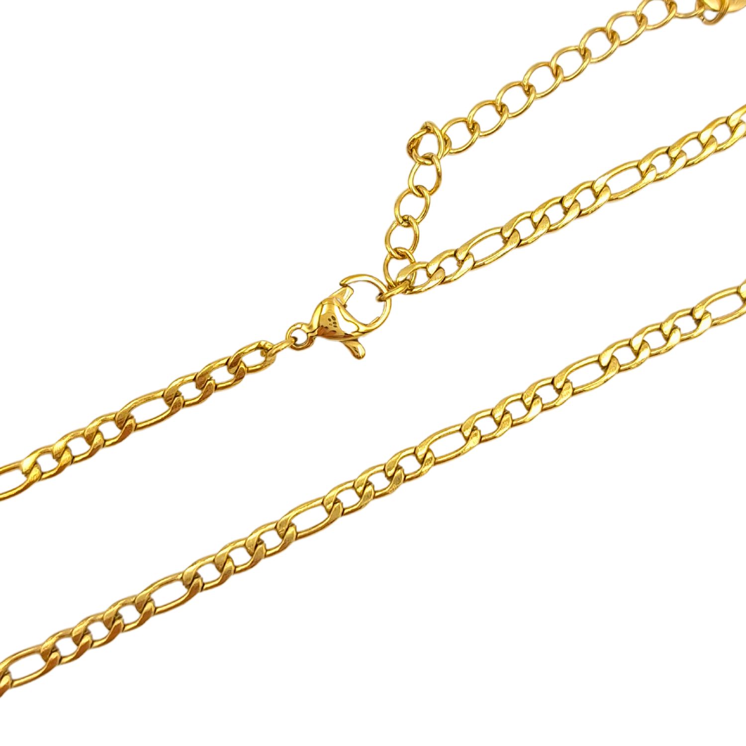 Łańcuszek Złoty Stal Chirurgiczna Figaro 60cm+65cm / 3mm