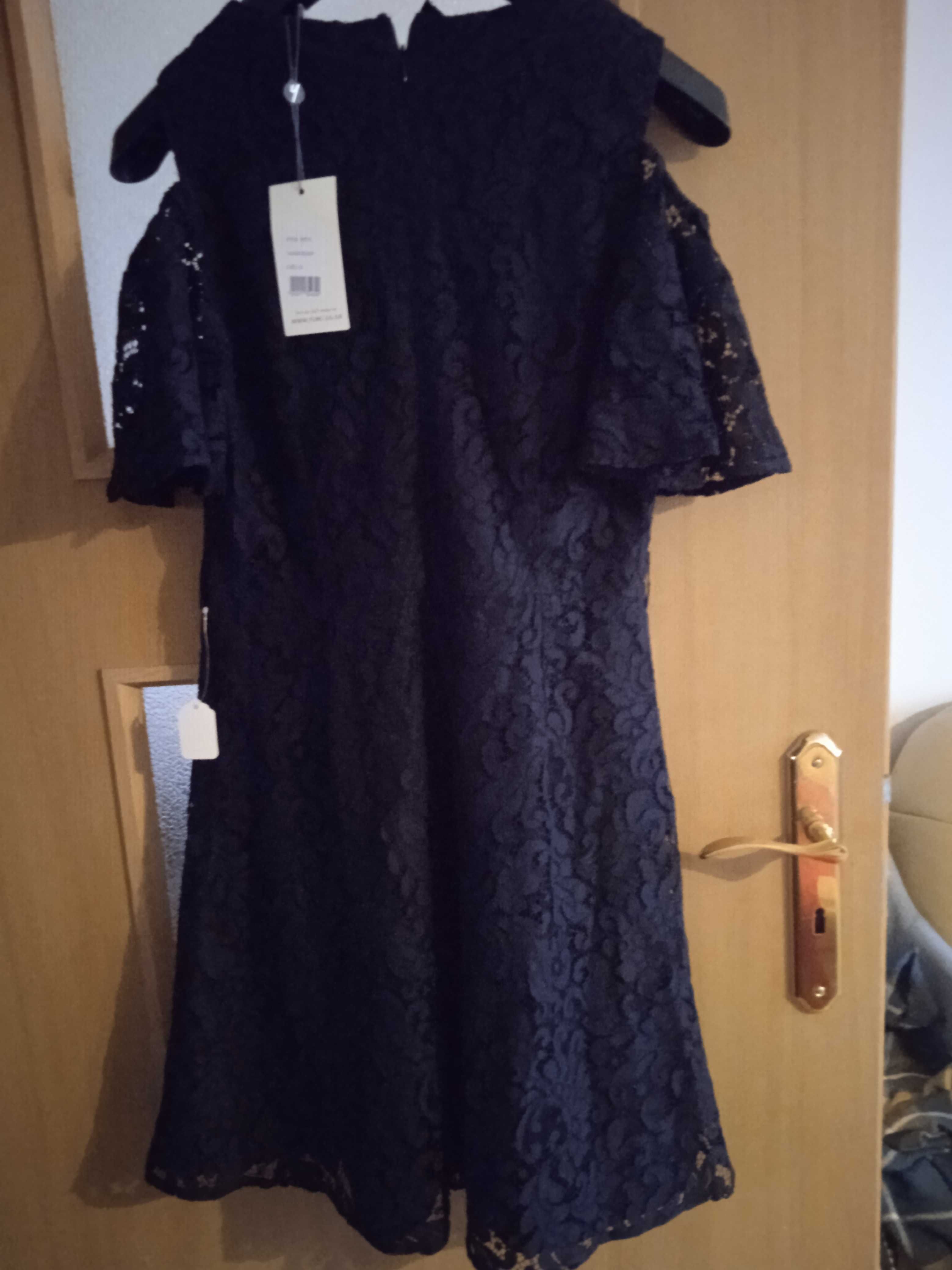 Nowa Elegancka czarna sukienka koronka hiszpanka r M/L