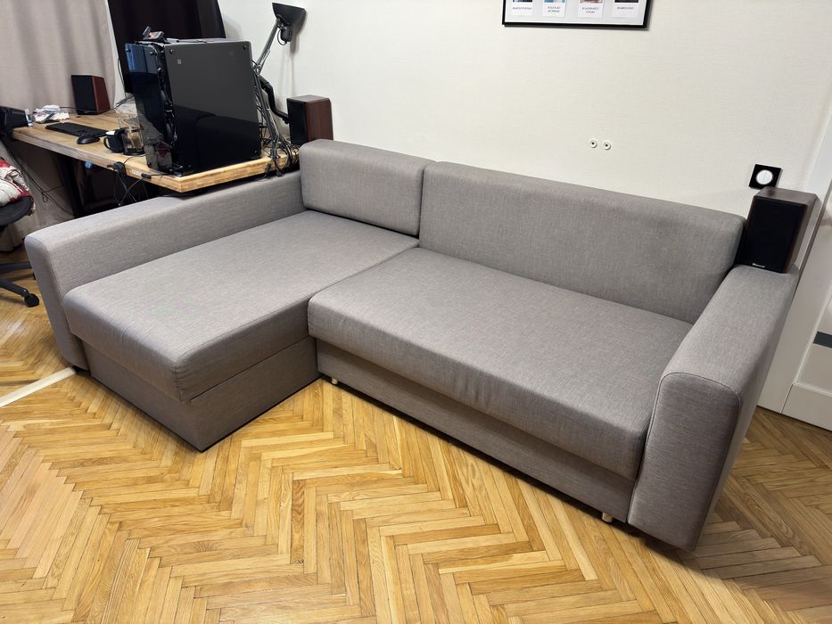 Розкладний диван pocket spring сірий кутовий | незалежні пружини