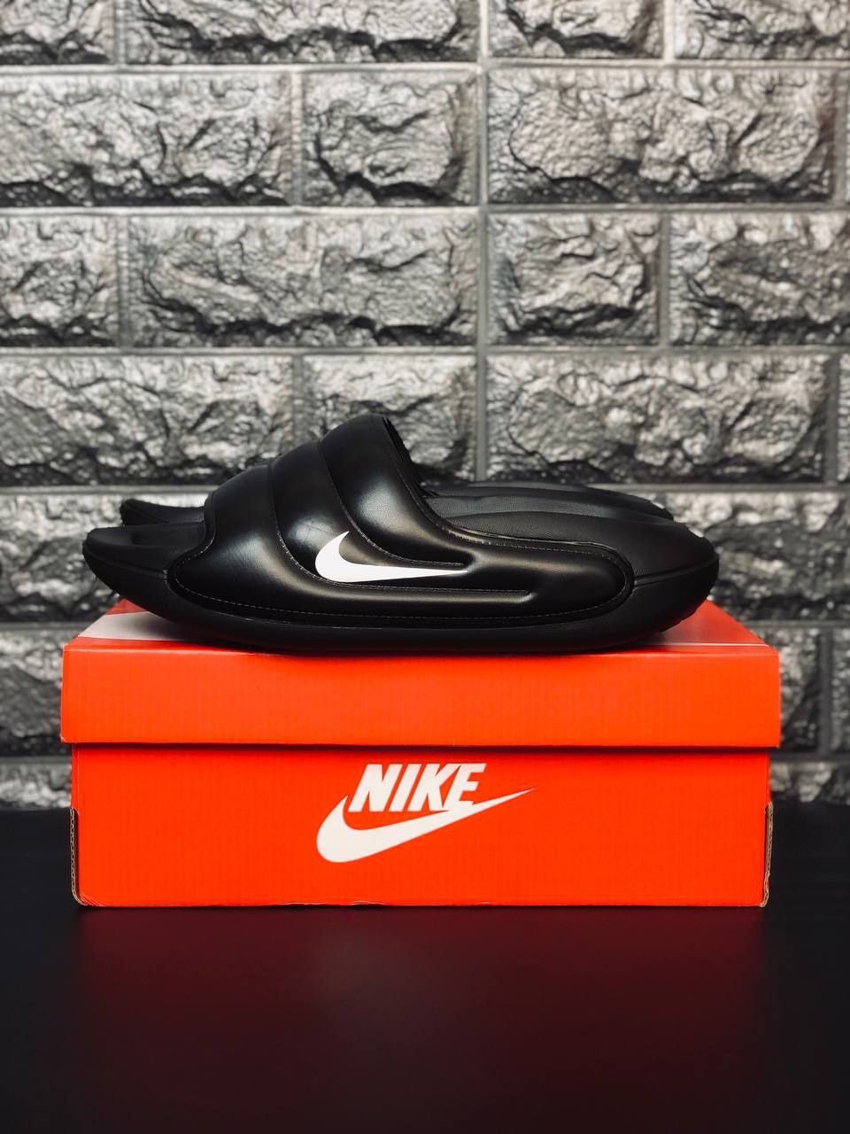 Мужские шлепанцы Nike Calm Slide Air чёрные летние стильные удобные