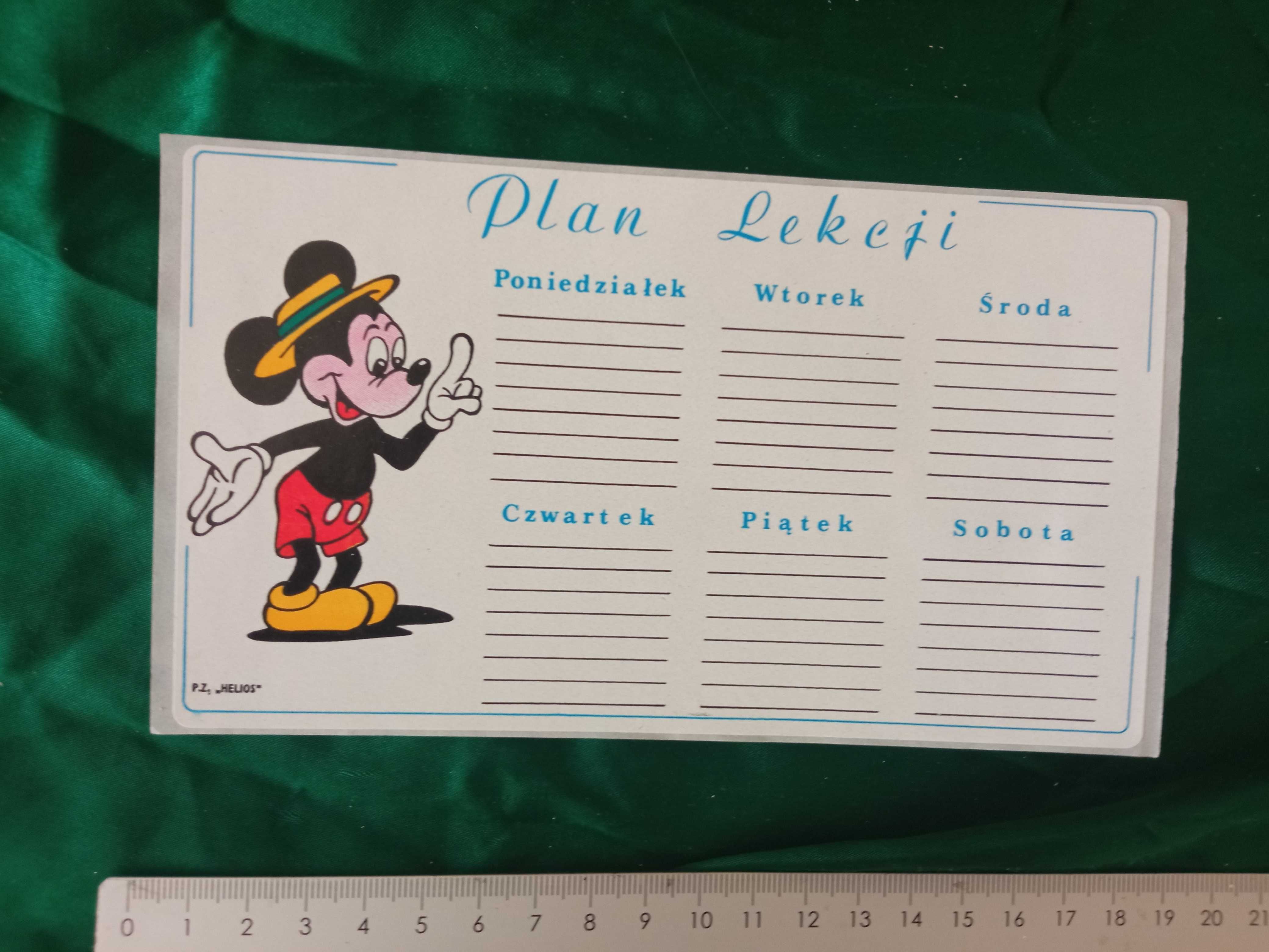 Plan lekcji Disney Myszka Miki PRL lata 80