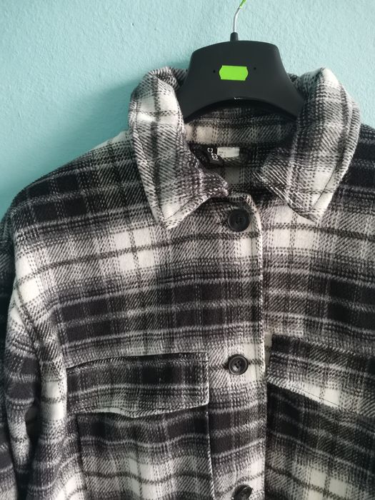 Płaszcz koszulowy w kratkę kurtka koszulowa H&M rozmiar L