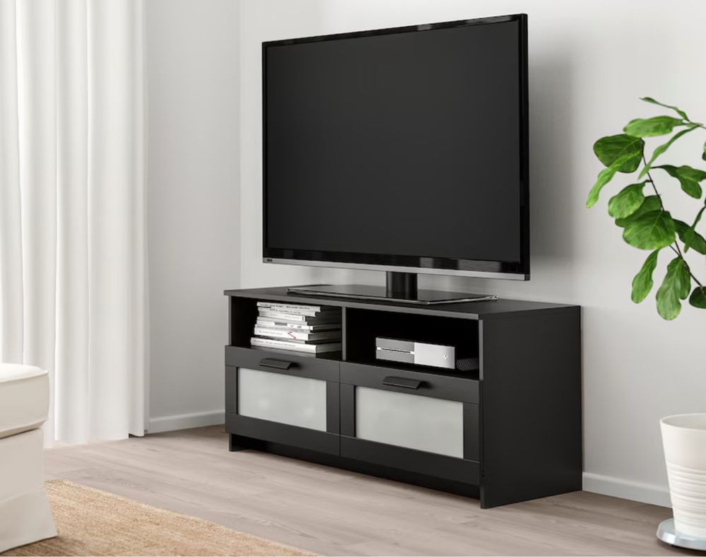 Movel Tv preto com duas gavetas