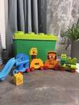 Zestaw Lego duplo pociąg zwierzęta słoń żyrafa tygrys krokodyl klocki