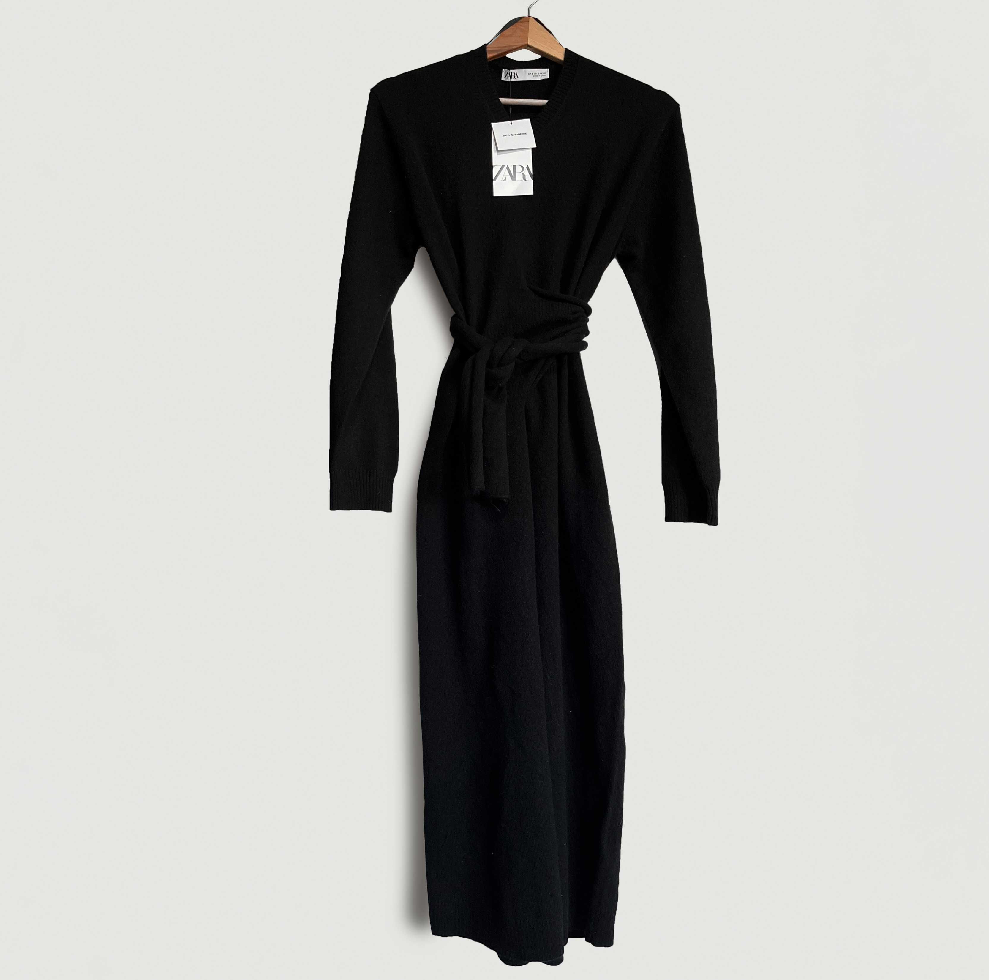 Zara sukienka 100% kaszmir czarna premium S 36