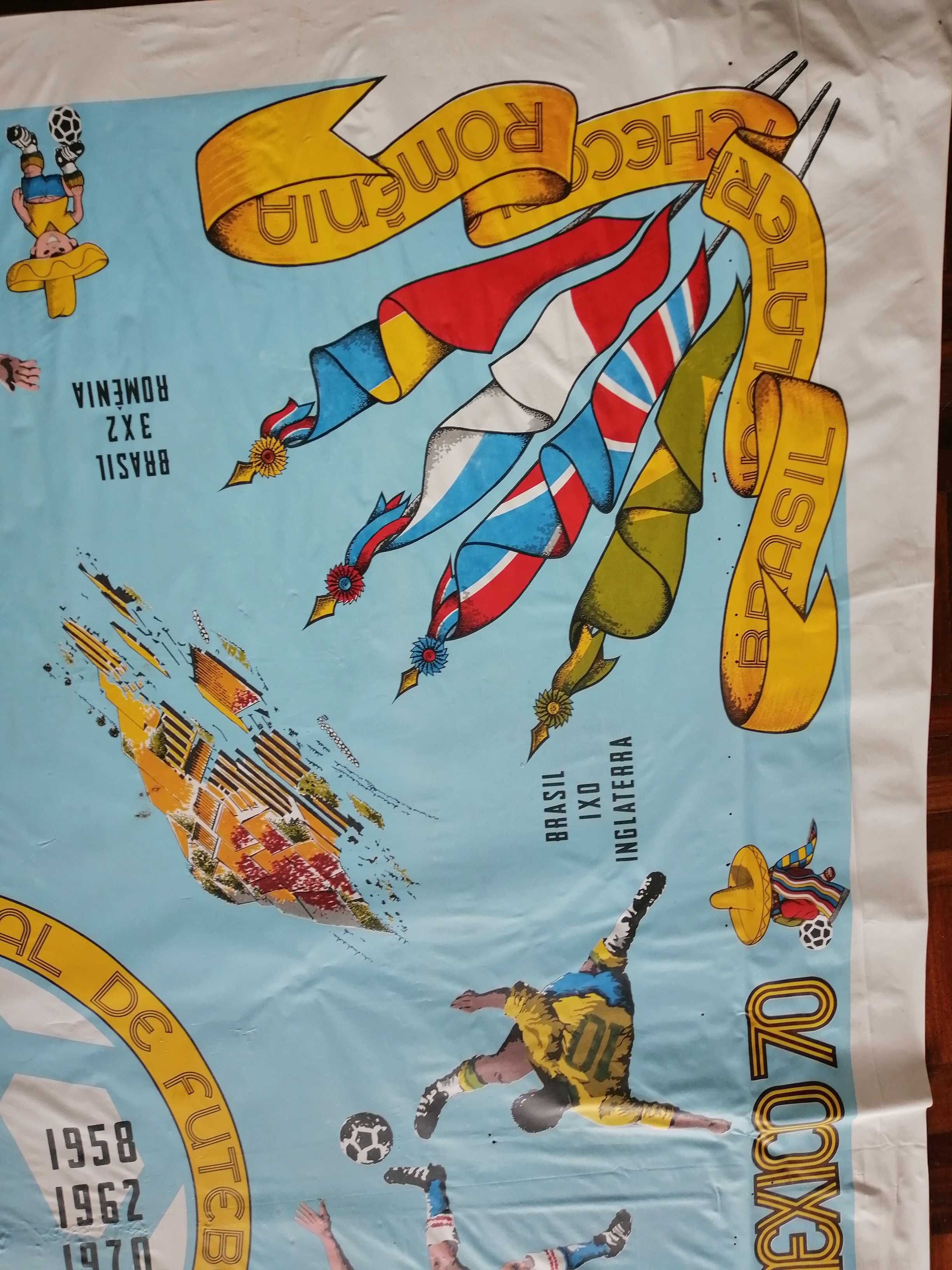 Futebol México 1970 - Copa do mundo - toalha e revistas com Pélé