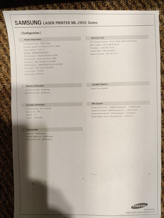 Drukarka laserowa Samsung ML-2855.