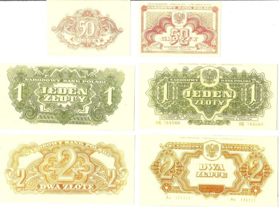 Kopie banknotów wydanie lubelskie 1944