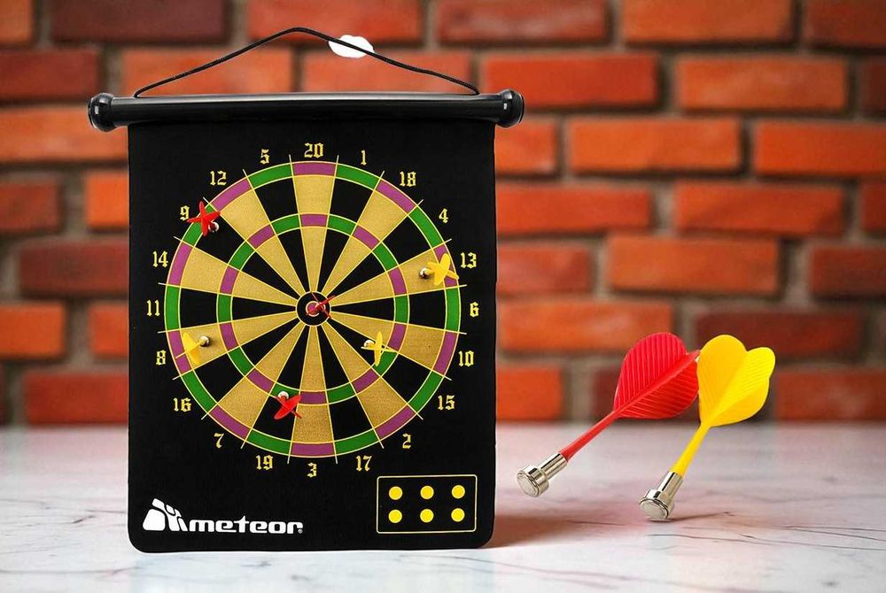 Tarcza do Darta Magnetyczna Dwustronna 6 Rzutek 44×37 cm Gra Nowa