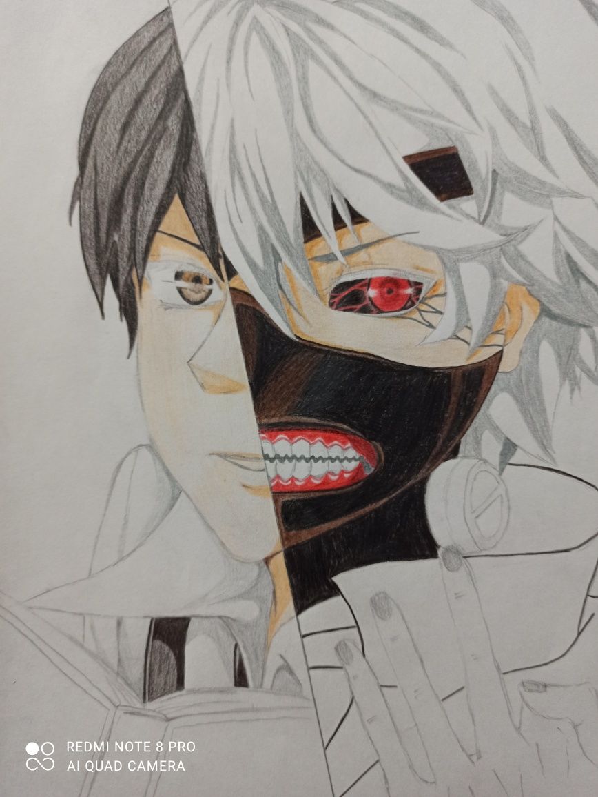 Аниме рисунок карандашом. Tokyo ghoul .