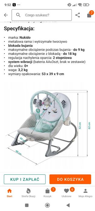 Leżaczek z wibracją Nukido