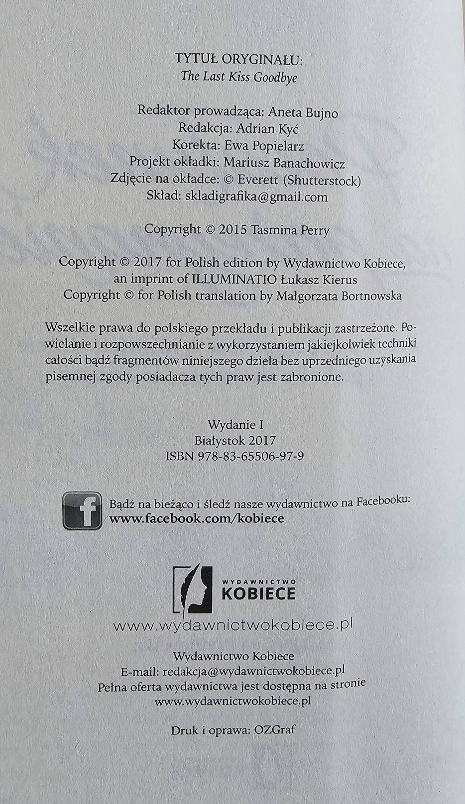 Książka "Pocałunek na pożegnanie"