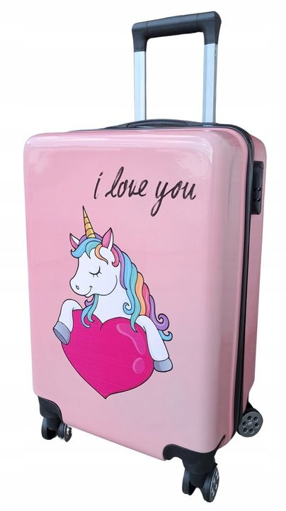 Walizka Jednorożec Unicorn Konik Serce Kółka Dla Dzieci Podrózna Szyfr