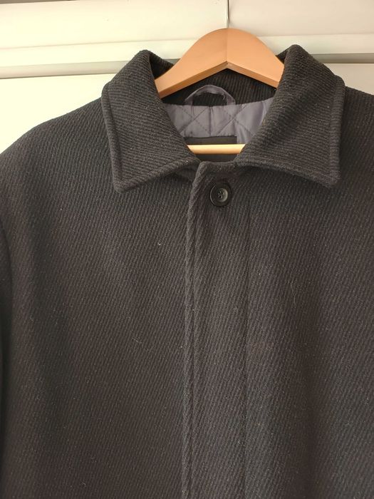 czarny jesienny zimowy elegancki welniany kaszmirowy płaszcz męski 38M