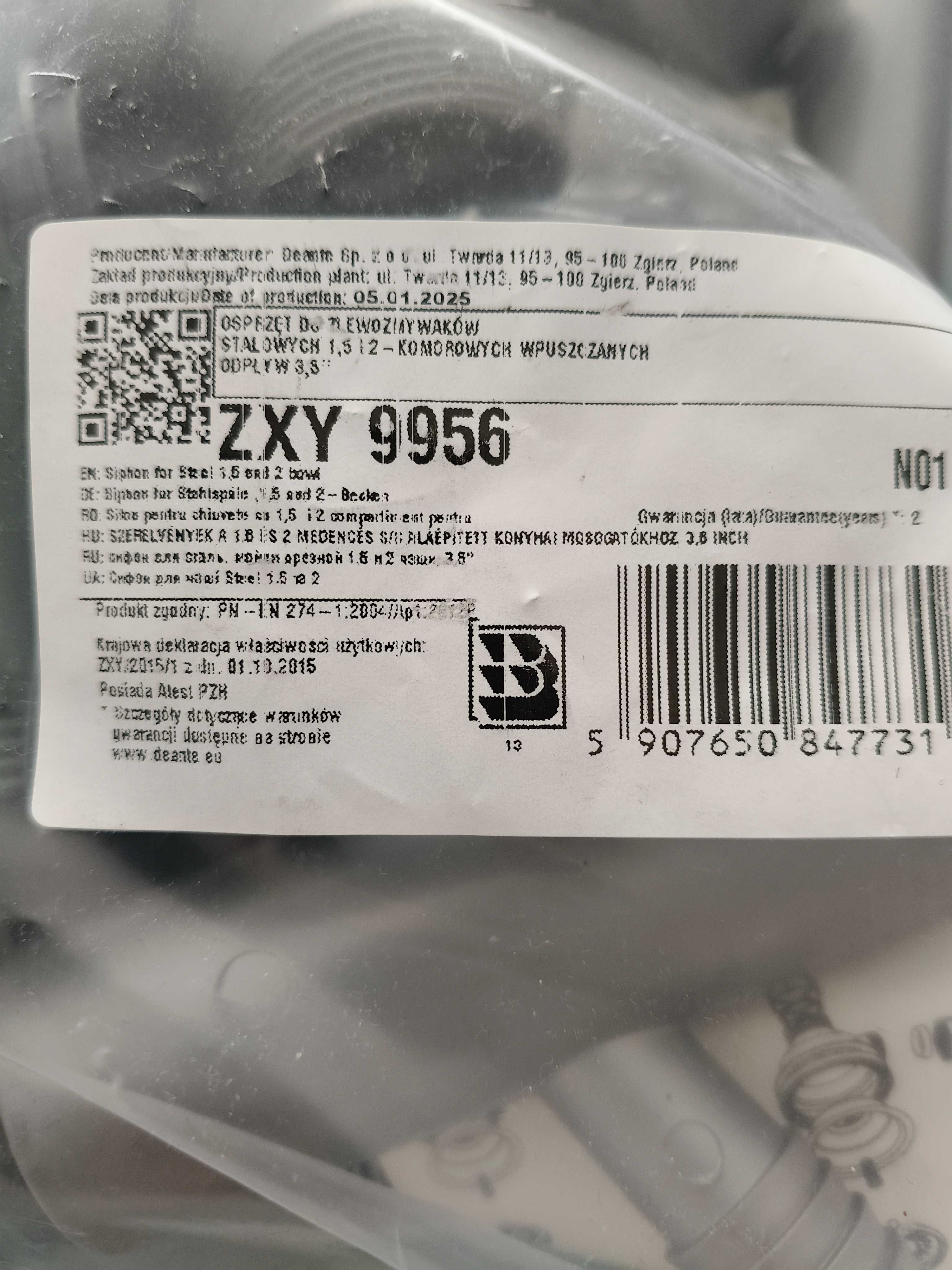 Syfon Deante ZXY 9956 zlew dwukomorowy lub 1.5