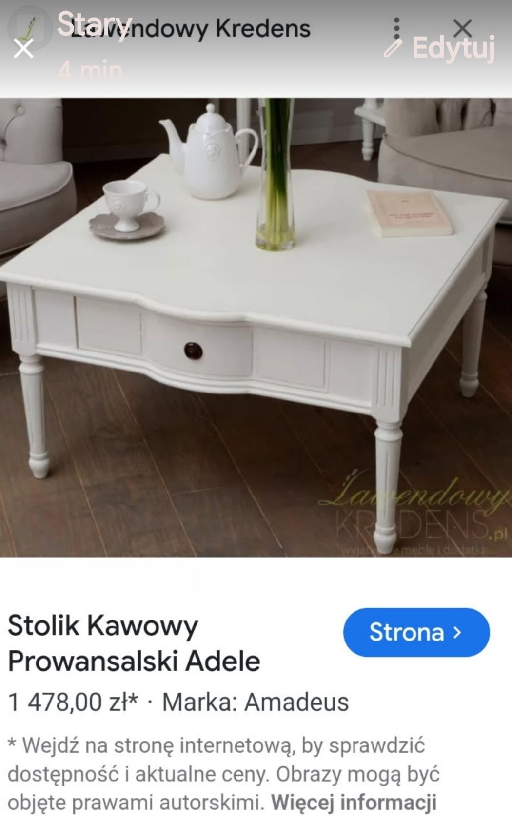 Stolik kawowy prowansalski