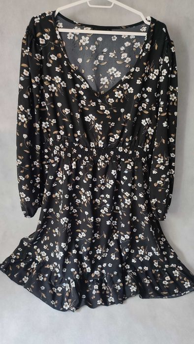 Sukienka damska krótka plus size w kwiaty dekolt V rozmiar 4XL